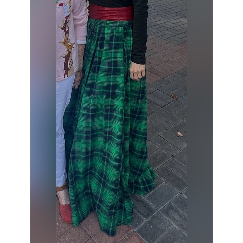 TOV Green Tartan Plaid Maxi Skirt Preppy Old Money Heritage Luxe Cottagecore S - Picture 3 of 7